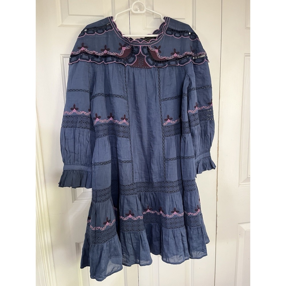 Elegant Blue Embroidered Dress